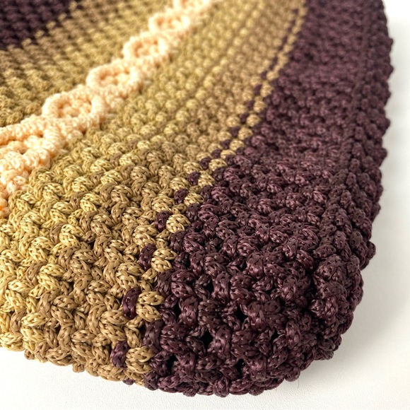 Macrame Crossbody Boho Style Purse Neutral Brown Tan Cream with Adjustable Strap - Picture 6 of 15